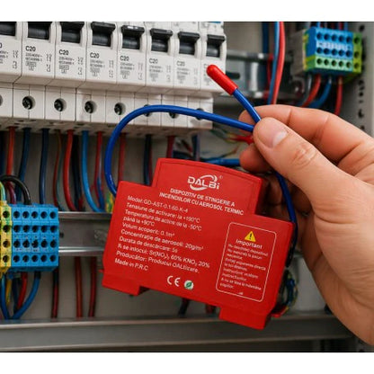 Dispozitiv stingere incendii aerosol pentru tablouri electrice