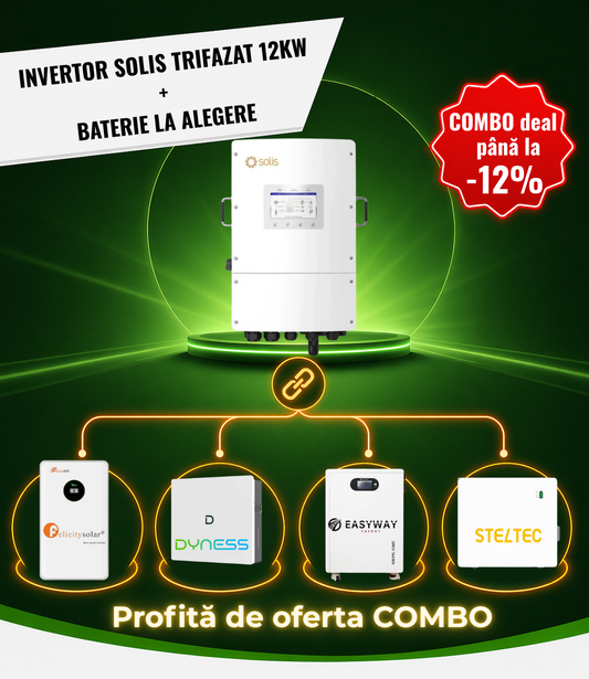 Combo Invertor Trifazat SOLIS 12kW + Baterie