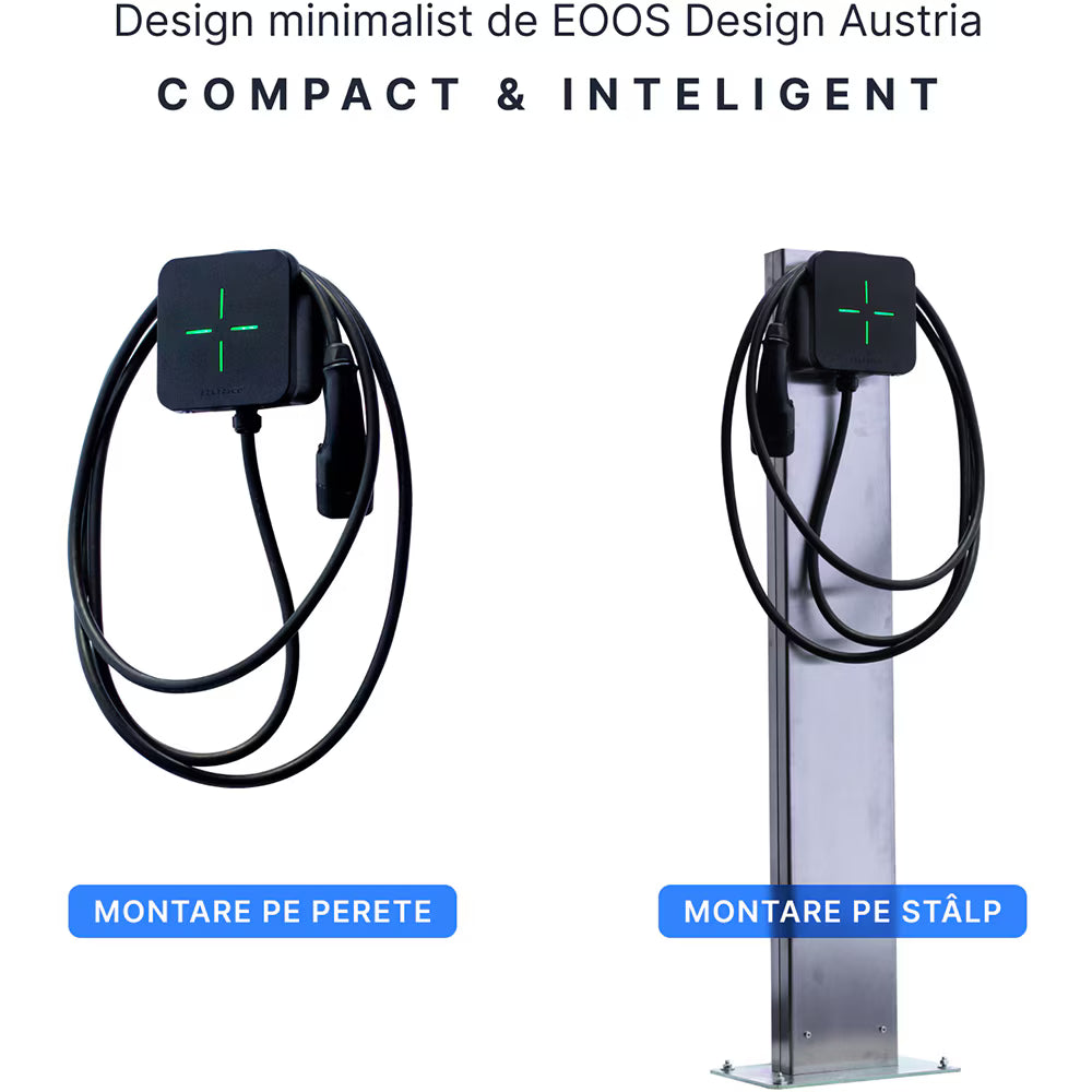 Statie incarcare masini electrice LEKTRI.CO One Safe, monofazat 7.4kW, 32A, Type 2, cablu 5m, Wi-Fi, negru